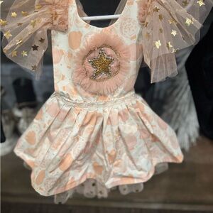 Charming Peach and Gold Star Kids Dress